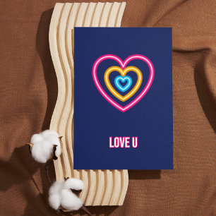 Navy en Neon Valentijnsdag kaart