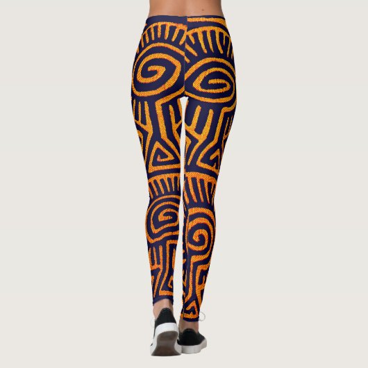 Navy en Oranje aerobe workout Leggings (Achterkant)