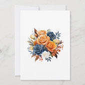 Navy en Oranje Bloemen Vrijgezellenfeest Kaart (Achterkant)