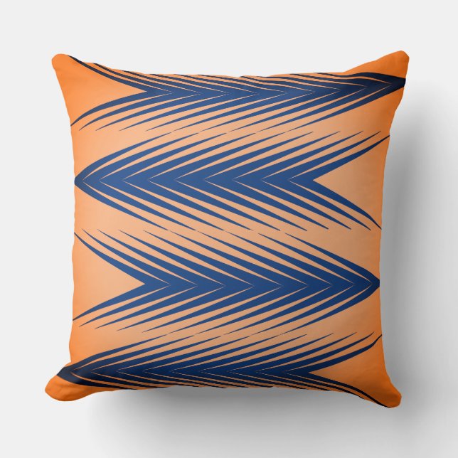 Navy en Oranje Geometrisch Sierkussen (Voorkant)