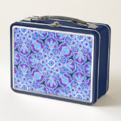 Navy en Paarse tegel Print Lunch Box (Voorkant)