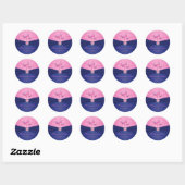 Navy en Pink Floral 1,5" ronde Sticker (Vel)