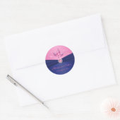 Navy en Pink Floral 1,5" ronde Sticker (Envelop)