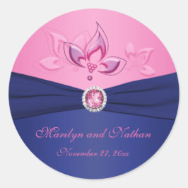 Navy en Pink Floral 1,5" ronde Sticker