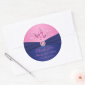 Navy en Pink Floral 3" Rond Dank u Sticker (Envelop)