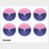 Navy en Pink Floral 3" Rond Dank u Sticker (Vel)