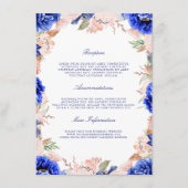Navy en Pink Floral bruiloft informatie gast Informatiekaartje (Voorkant)