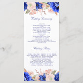 Navy en Pink Floral bruiloft programma's (Achterkant)