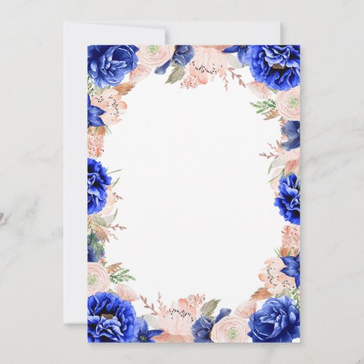 Navy en Pink Floral Elegant Vrijgezellenfeest Kaart (Achterkant)