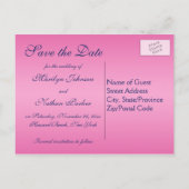 Navy en Pink Floral Save the Date Briefkaart (Achterkant)
