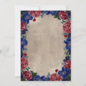 Navy en Red Floral Mason Jar Rustiek Vrijgezellenf Kaart (Achterkant)