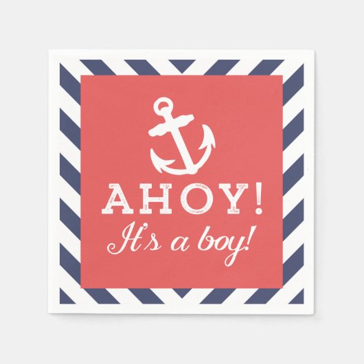 Navy en Red Nautical Chevron Baby shower servetten (Voorkant)
