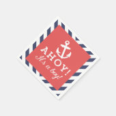 Navy en Red Nautical Chevron Baby shower servetten (Hoek)