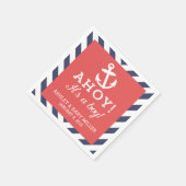 Navy en Red Nautical Chevron Baby shower servetten (Hoek)