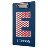 Navy en Red Polka Dots met Monogram Letter E Klembord (Links)