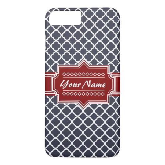 Navy en Red Quatrefoil op maat gemaakt Case-Mate iPhone Case (Achterkant)