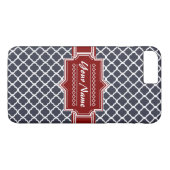 Navy en Red Quatrefoil op maat gemaakt Case-Mate iPhone Case (Achterkant (Horizontaal))