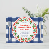 Navy en rood zomerfeest kaart (Staand voorkant)