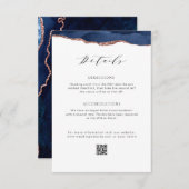 Navy en roos Gold Agaat trouwgegevens Informatiekaartje (Voorkant / Achterkant)