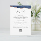 Navy en roos Gold Agaat trouwgegevens Informatiekaartje (Staand voorkant)