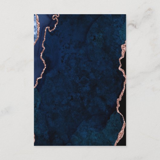 Navy en roos Gold Agaat trouwgegevens Informatiekaartje (Achterkant)