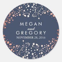 Navy en Roos Gold Baby's Breath Bruiloft