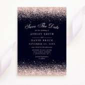 Navy en Roos Gold Confetti Save the Date