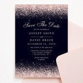 Navy en Roos Gold Confetti Save the Date
