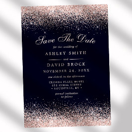 Navy en Roos Gold Confetti Save the Date