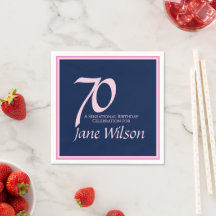 Navy en Roze 70ste Verjaardagsfeest Collectie Serv