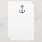 Navy en roze anker strand bruiloft briefpapier (Voorkant / Achterkant)