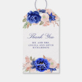 Navy en Roze Bloemen Waterverf Bruiloft Cadeaulabel (Voorkant)