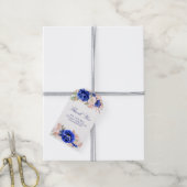 Navy en Roze Bloemen Waterverf Bruiloft Cadeaulabel (Met Touw)