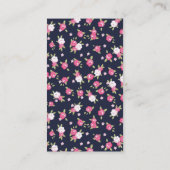 Navy en roze chique  bloemenprint visitekaartje (Achterkant)