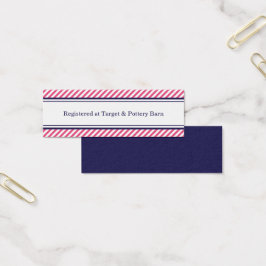 Navy en roze nautische bruiloft invoegen Kaarten Mini Visitekaartjes
