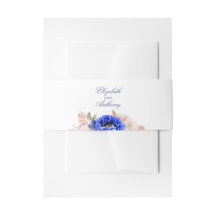 Navy en Roze Waterverf Bloemen Bruiloft