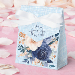 Navy en Roze Waterverf Florals Bruiloft Bedankdoosjes