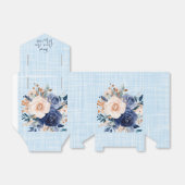 Navy en Roze Waterverf Florals Bruiloft Bedankdoosjes (Uitgevouwen)