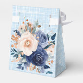 Navy en Roze Waterverf Florals Bruiloft Bedankdoosjes (Achterkant)