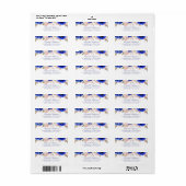 Navy en Roze Waterverf Flowers Elegant Etiket (Full Sheet)