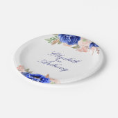 Navy en Roze Waterverf Flowers Elegant Papieren Bordje (Gekanteld)