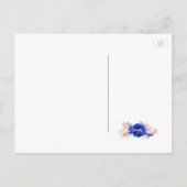 Navy en Roze Waterverf Flowers Save the Date Aankondigingskaart (Achterkant)