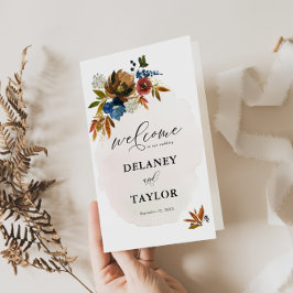 Navy en Rust Boho Floral Paper Boekjesprogramma Flyer