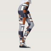 Navy en Rust Mid Century Modern Patroon B Leggings (Rechts)