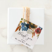 Navy en Rust Waterverf Boho Bruiloft Bloemen Bedankjes Labels (In situ)