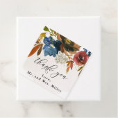 Navy en Rust Waterverf Boho Bruiloft Bloemen Bedankjes Labels (In situ)