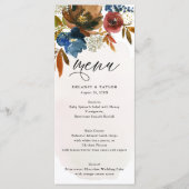Navy en Rust Waterverf Boho Floral Menu (Voorkant)