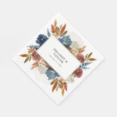 Navy en Rust Waterverf Boho Floral Servet (Hoek)