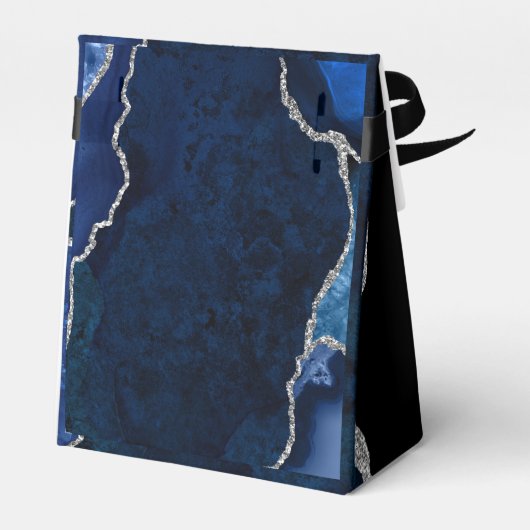 Navy en Silver Agaat bruiloft dank u Bedankdoosjes (Achterkant)