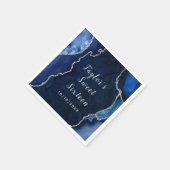 Navy en Silver Agaat Marmer Zoet Zestien Servet (Hoek)